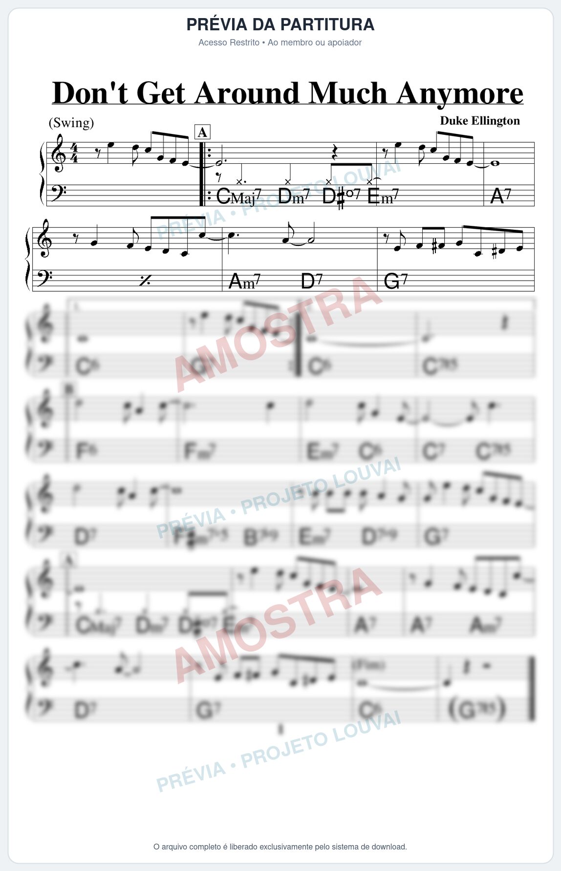 Prévia protegida da primeira página da partitura Partitura para Alaúde - Don t Get Around Much Anymore - Real Book de Jazz