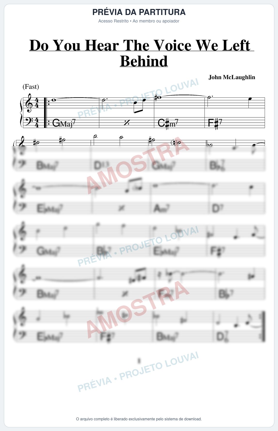 Prévia protegida da primeira página da partitura Partitura para Trompete Piccolo em Sib - Do You Hear The Voice We Left Behind - Real Book de Jazz