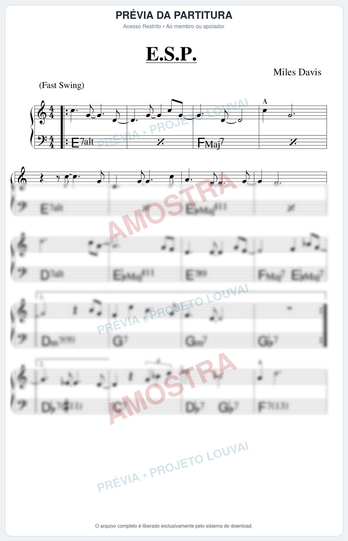 Prévia protegida da primeira página da partitura Partitura para Alaúde - E S P - Real Book de Jazz