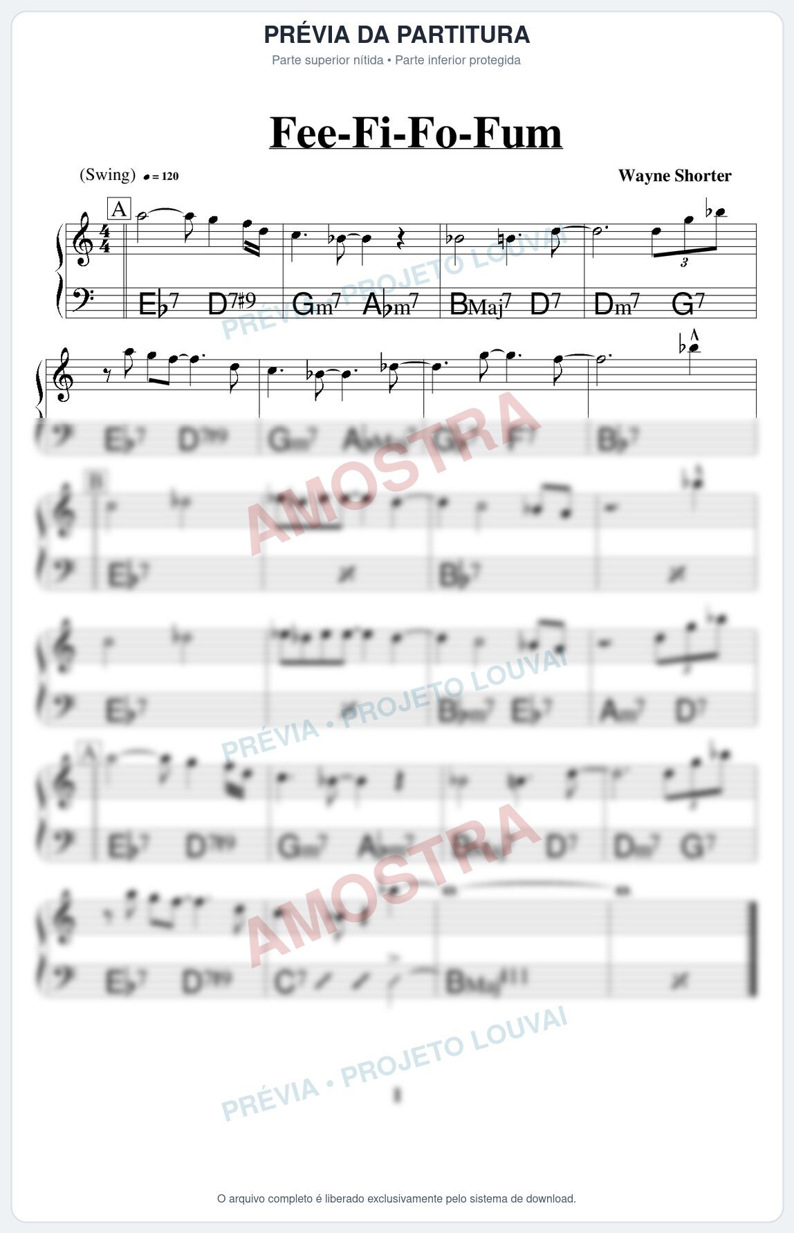 Prévia protegida da primeira página da partitura Partitura para Bandolim - Fee-Fi-Fo-Fum - Real Book de Jazz