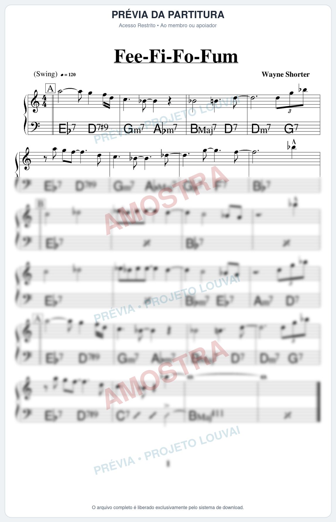 Prévia protegida da primeira página da partitura Partitura para Oficleide - Fee-Fi-Fo-Fum - Real Book de Jazz
