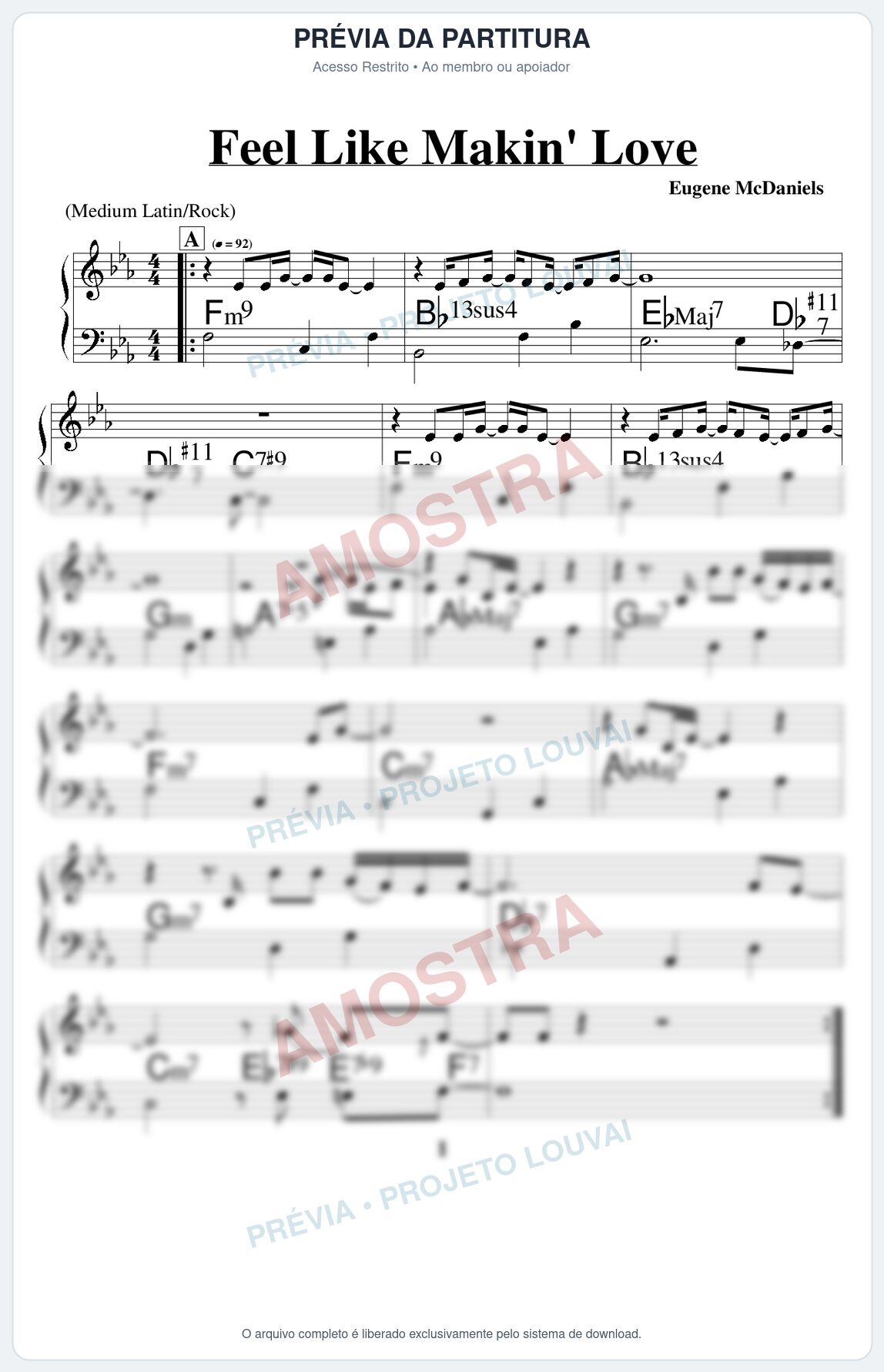 Prévia protegida da primeira página da partitura Partitura para Oficleide - Feel Like Makin Love - Real Book de Jazz