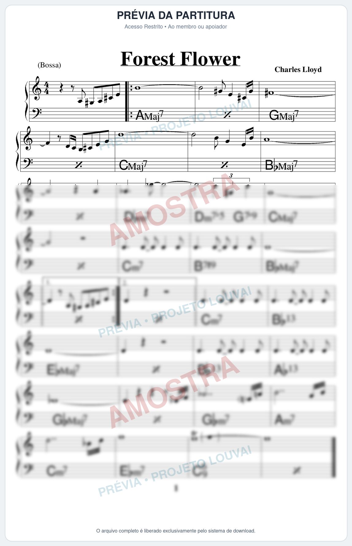 Prévia protegida da primeira página da partitura Partitura para Metalofone alto - Florest Flower - Real Book de Jazz
