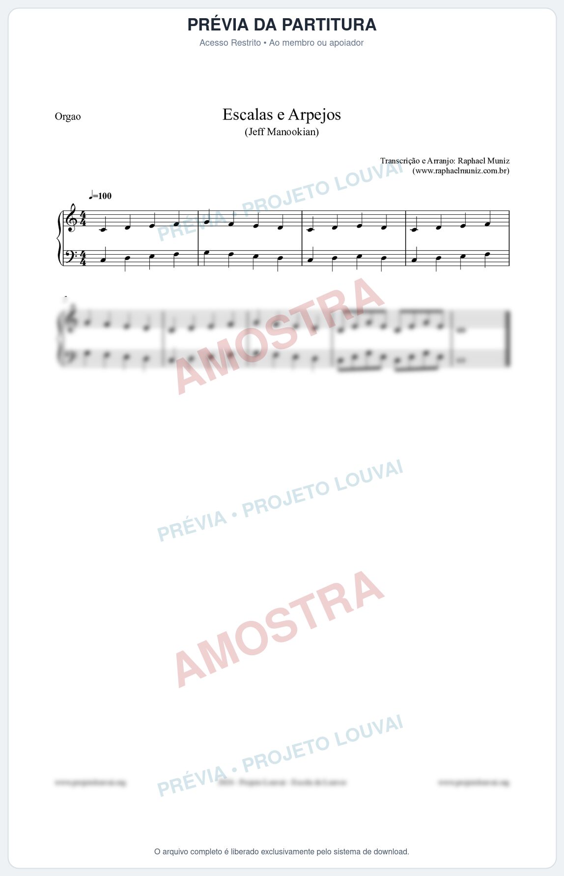 Prévia protegida da primeira página da partitura Partitura para Órgão - Escalas e Arpejos - Jeff Manookian