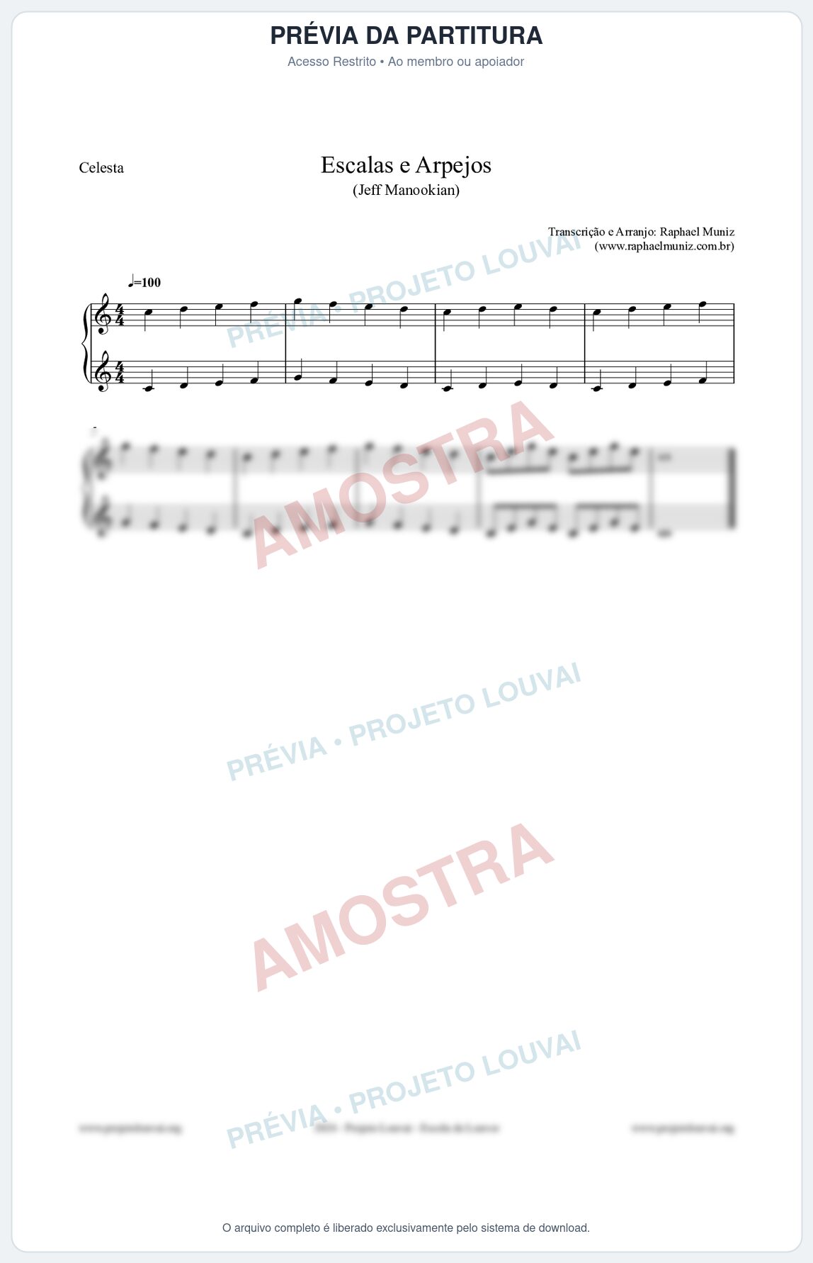 Prévia protegida da primeira página da partitura Partitura para Celesta - Escalas e Arpejos - Jeff Manookian