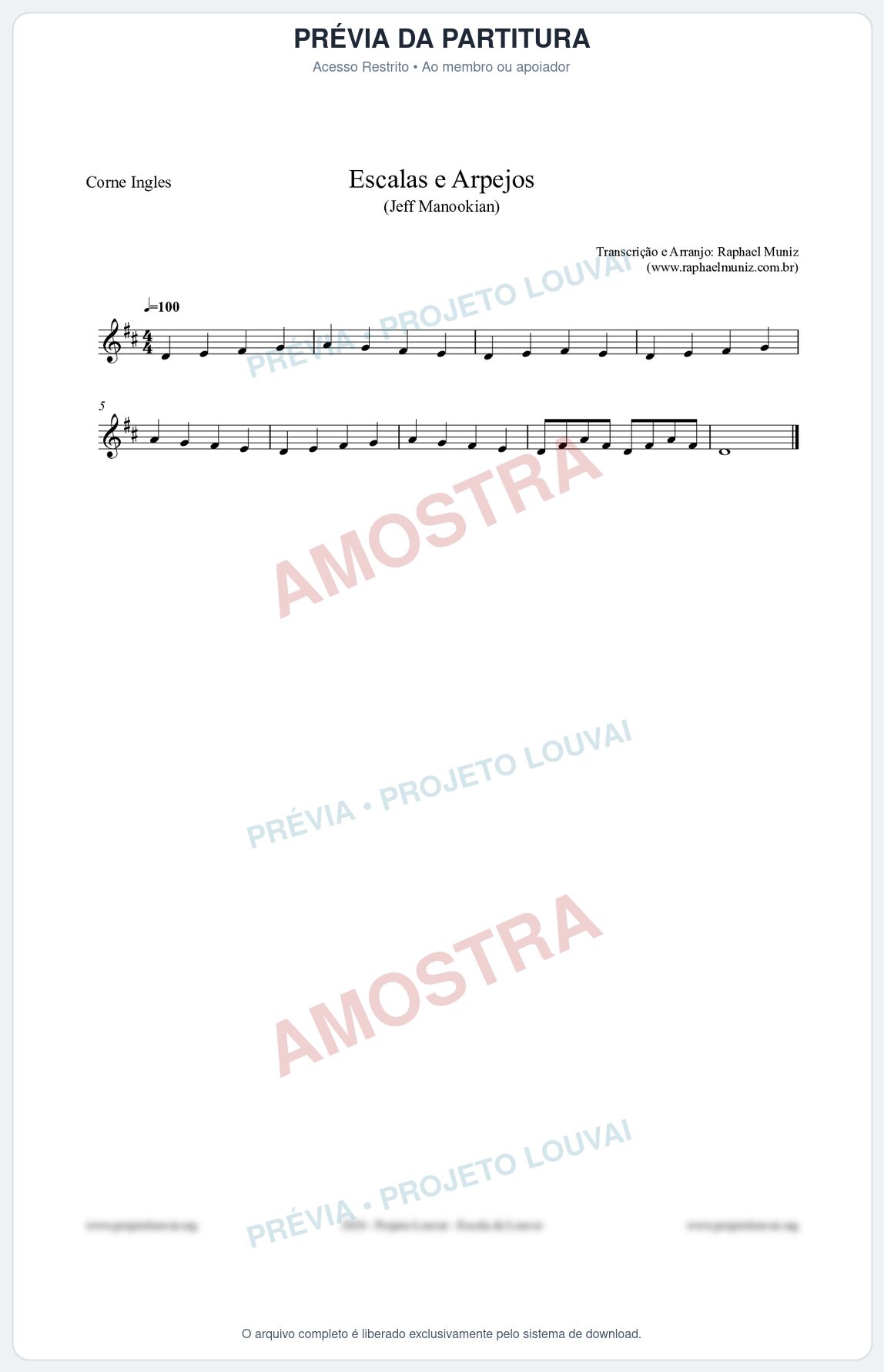 Prévia protegida da primeira página da partitura Partitura para Corne Inglês - Escalas e Arpejos - Jeff Manookian