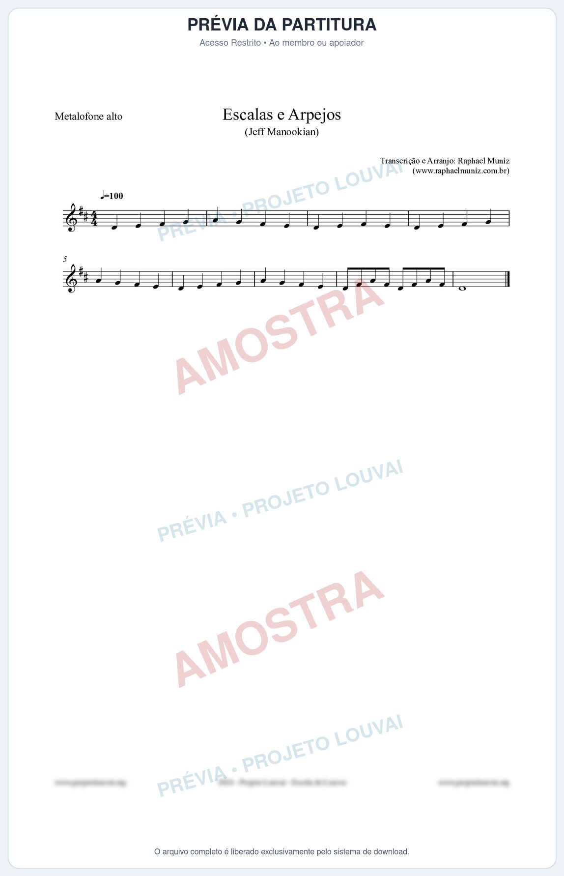 Prévia protegida da primeira página da partitura Partitura para Metalofone alto - Escalas e Arpejos - Jeff Manookian