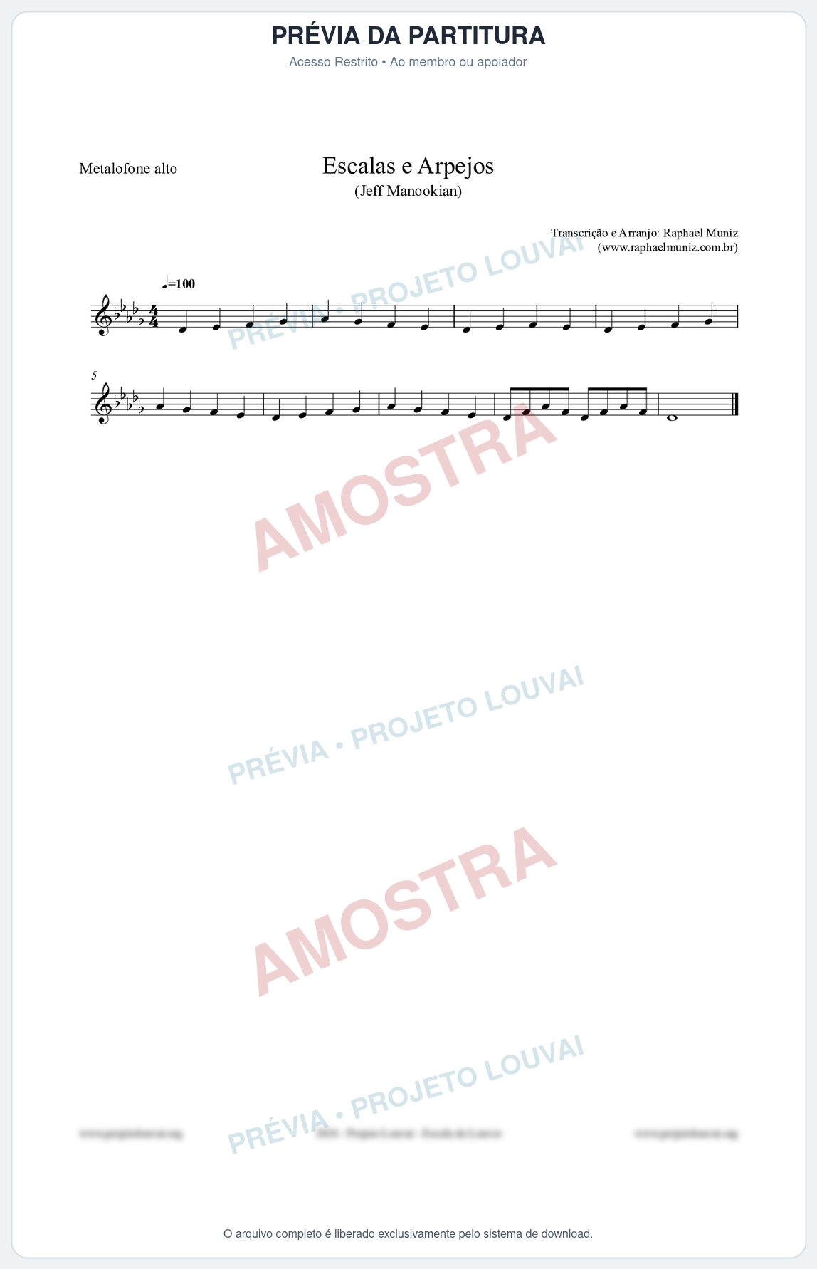 Prévia protegida da primeira página da partitura Partitura para Metalofone alto - Escalas e Arpejos - Jeff Manookian