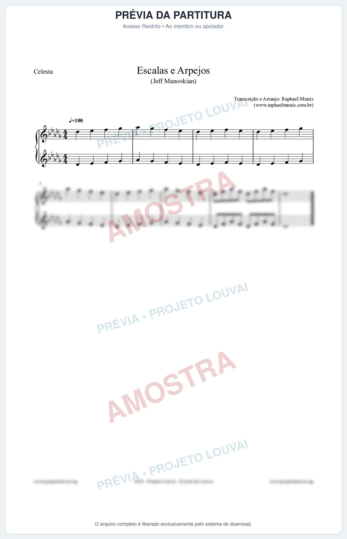 Prévia protegida da primeira página da partitura Partitura para Celesta - Escalas e Arpejos - Jeff Manookian