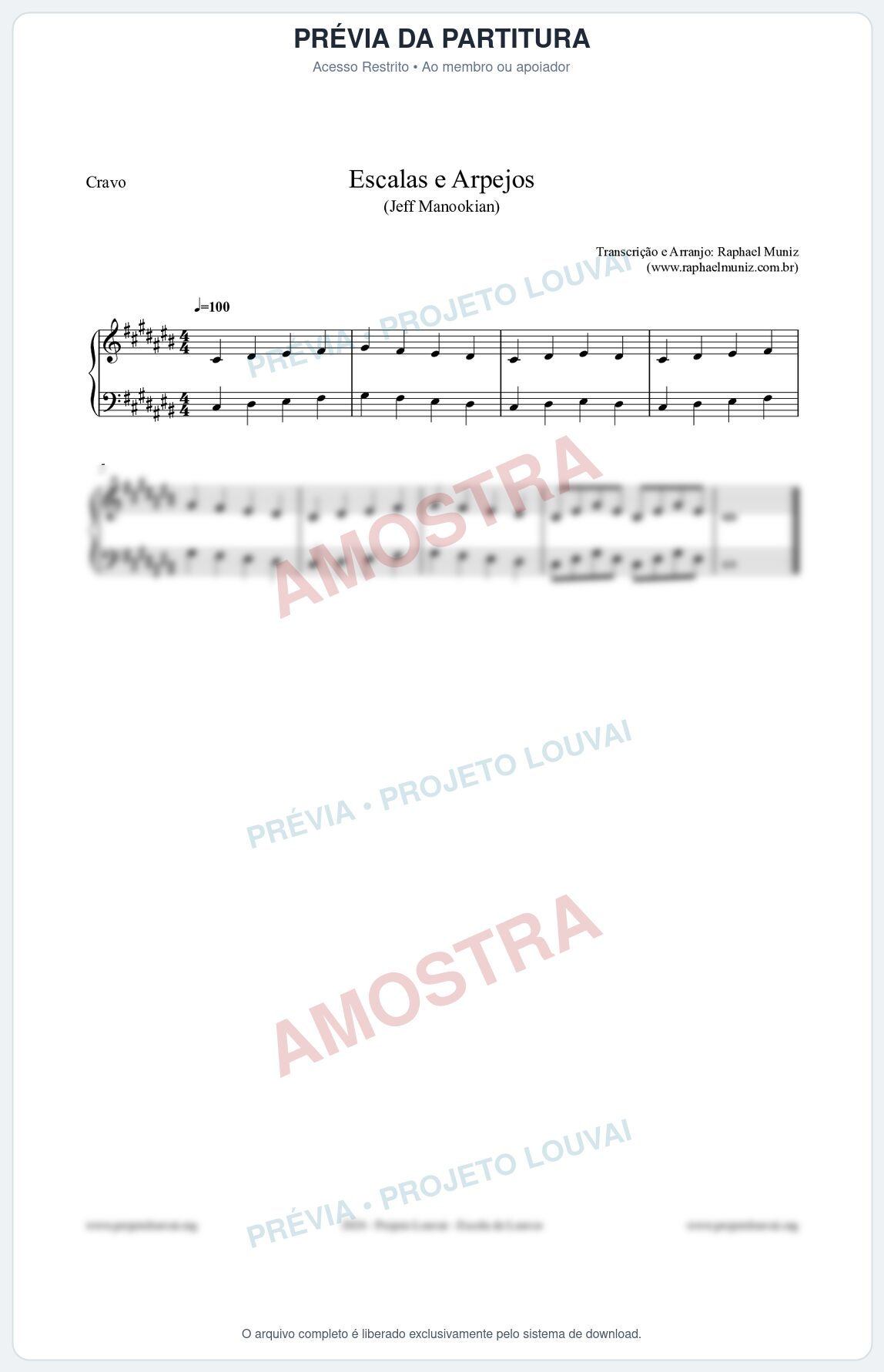 Prévia protegida da primeira página da partitura Partitura para Cravo - Escalas e Arpejos - Jeff Manookian