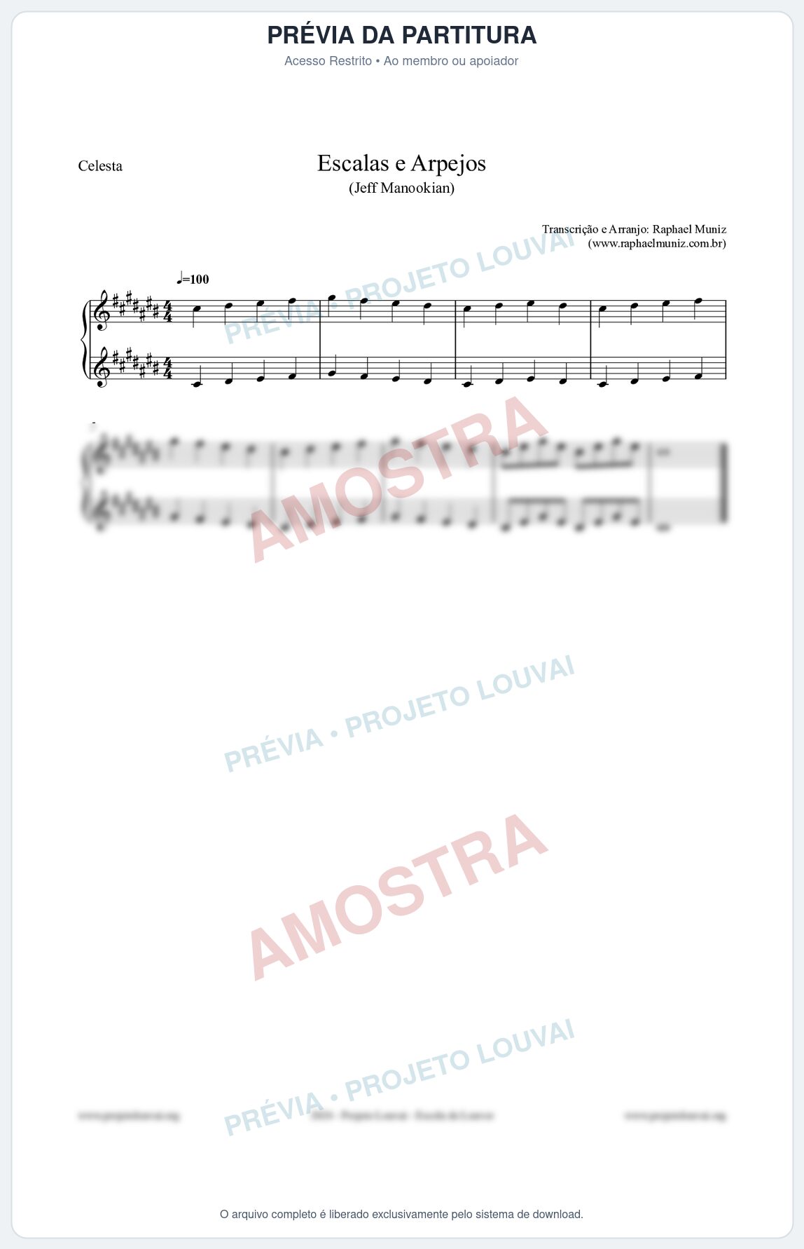 Prévia protegida da primeira página da partitura Partitura para Celesta - Escalas e Arpejos - Jeff Manookian
