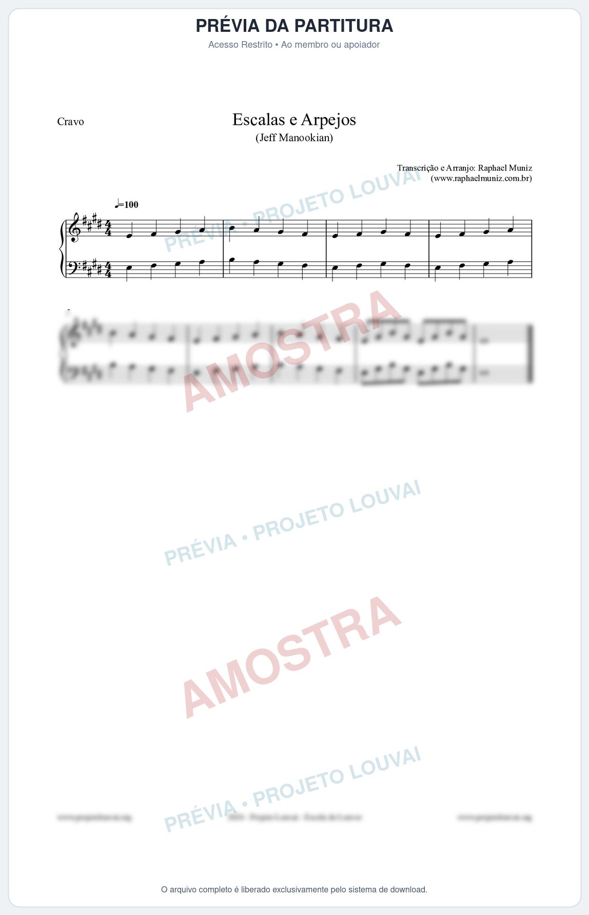 Prévia protegida da primeira página da partitura Partitura para Cravo - Escalas e Arpejos - Jeff Manookian