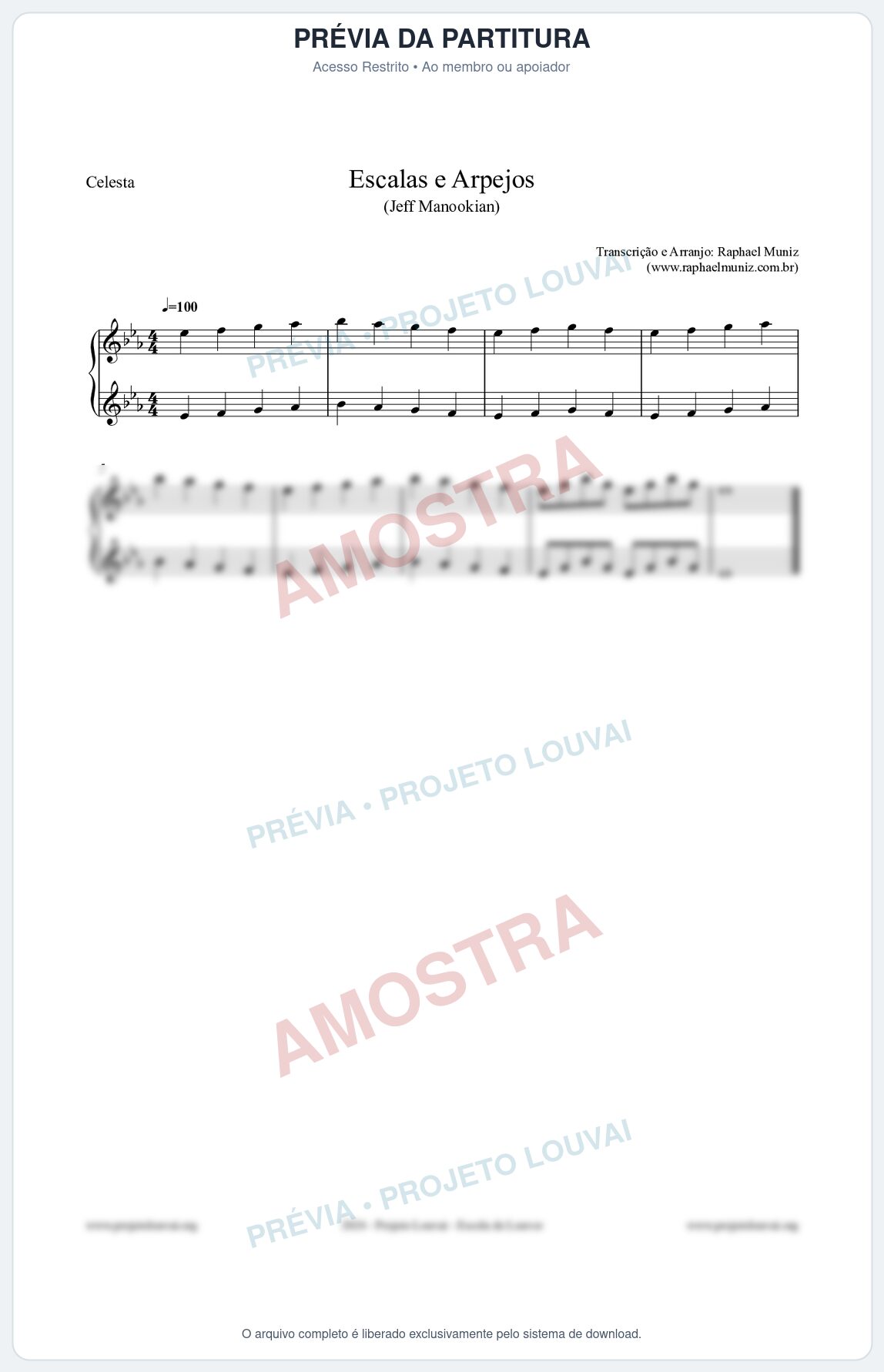 Prévia protegida da primeira página da partitura Partitura para Celesta - Escalas e Arpejos - Jeff Manookian