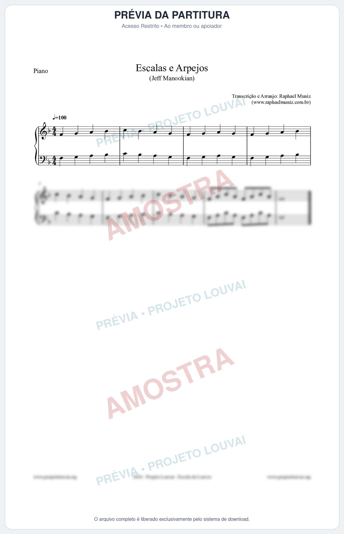 Prévia protegida da primeira página da partitura Partitura para Piano - Escalas e Arpejos - Jeff Manookian