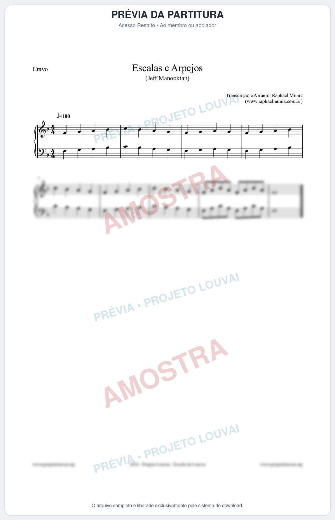 Prévia protegida da primeira página da partitura Partitura para Cravo - Escalas e Arpejos - Jeff Manookian