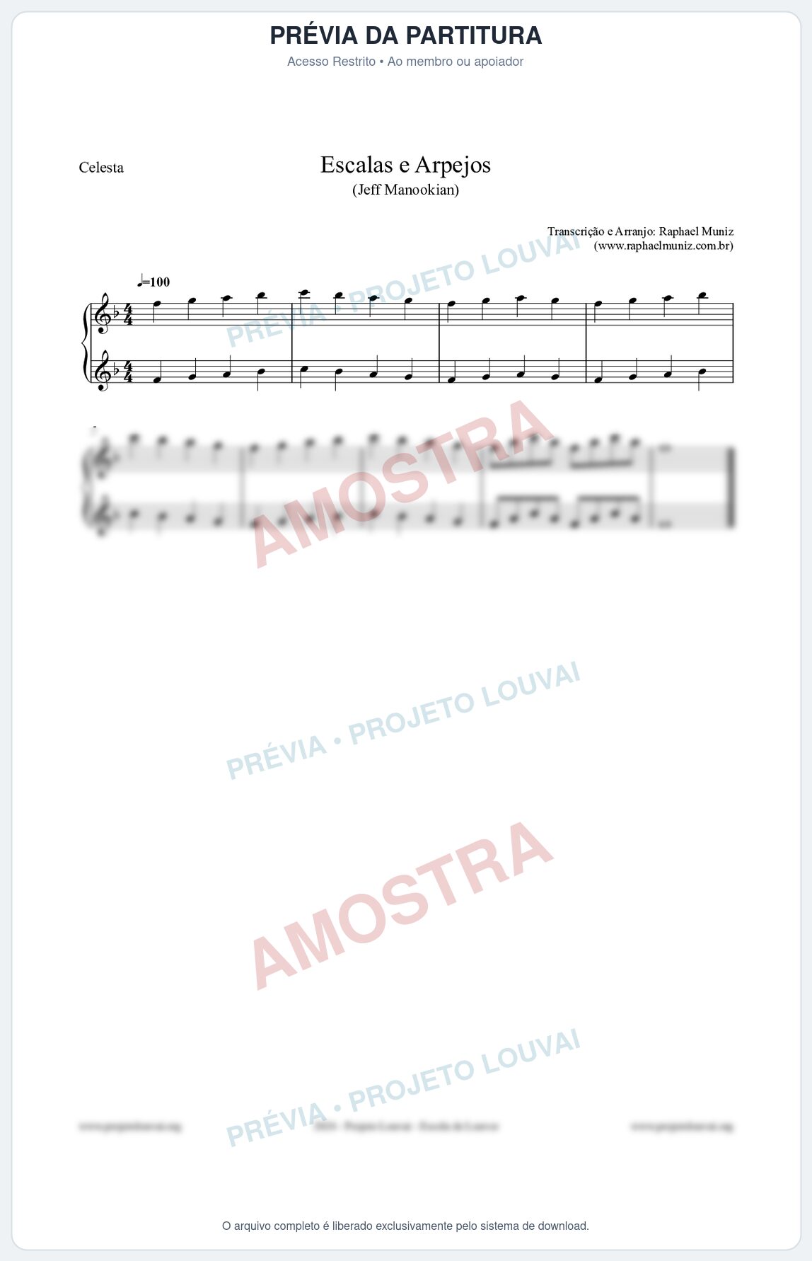 Prévia protegida da primeira página da partitura Partitura para Celesta - Escalas e Arpejos - Jeff Manookian