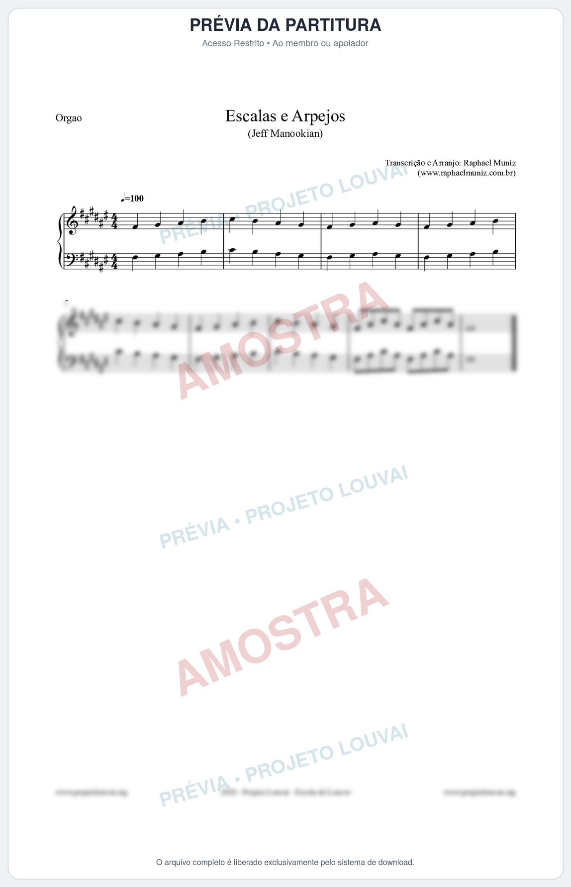 Prévia protegida da primeira página da partitura Partitura para Órgão - Escalas e Arpejos - Jeff Manookian