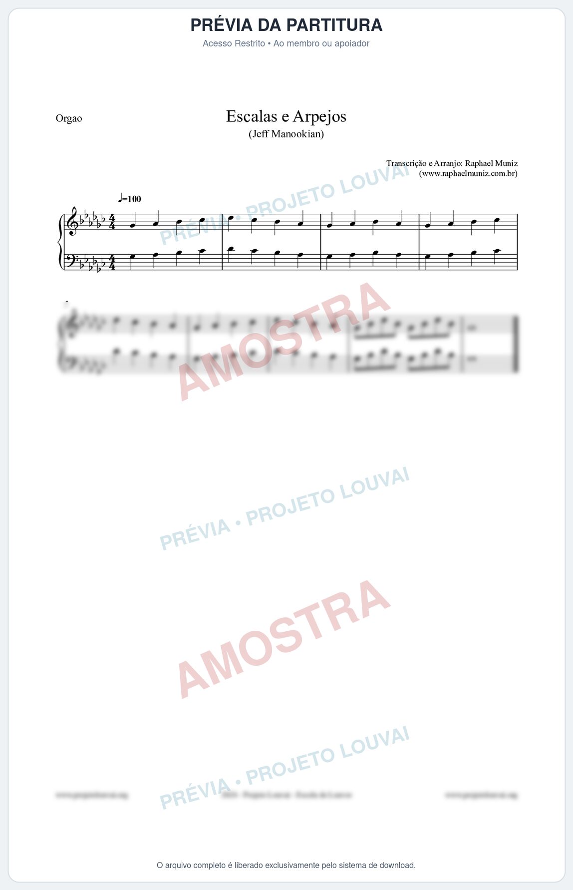 Prévia protegida da primeira página da partitura Partitura para Órgão - Escalas e Arpejos - Jeff Manookian