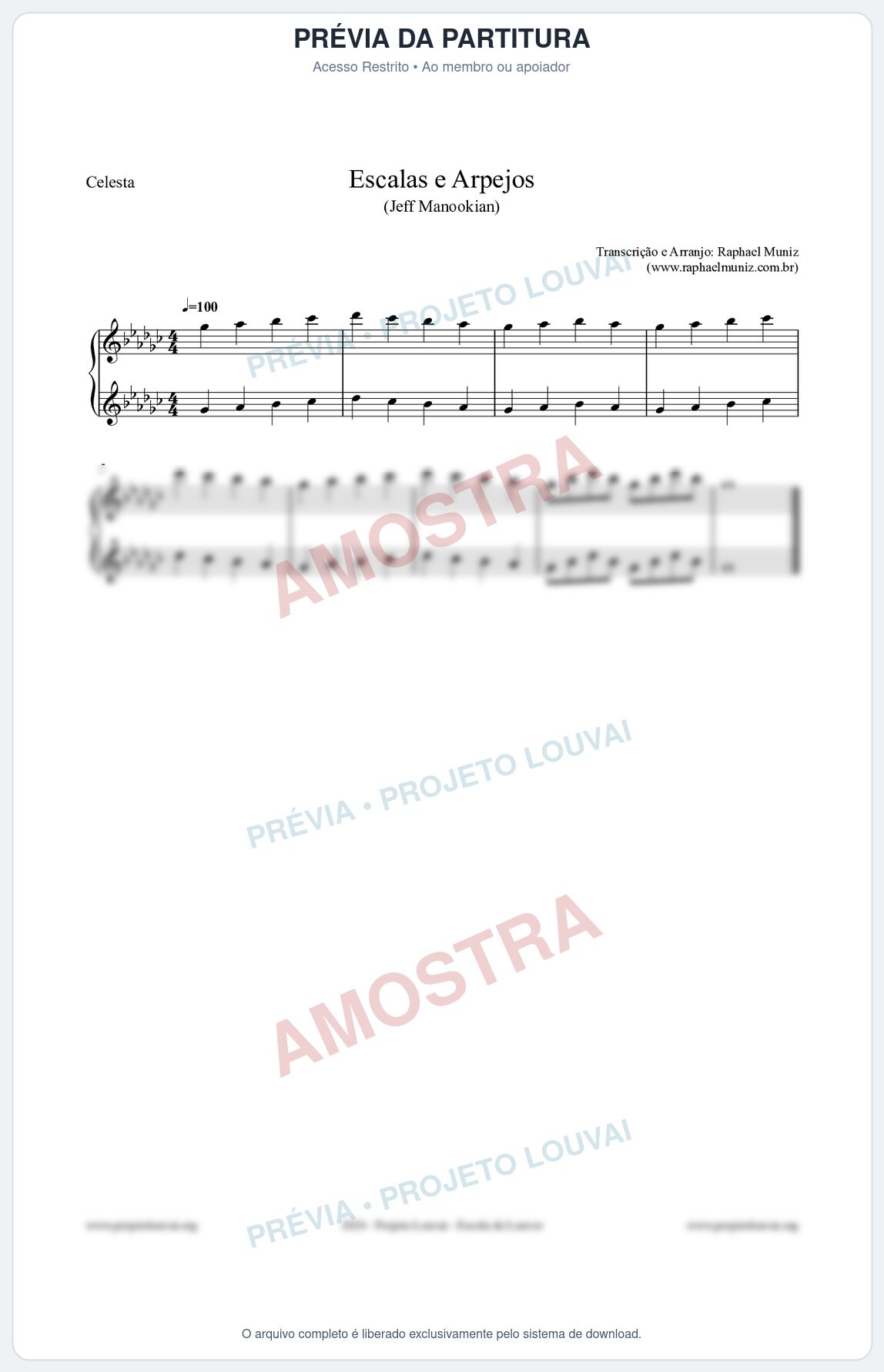 Prévia protegida da primeira página da partitura Partitura para Celesta - Escalas e Arpejos - Jeff Manookian