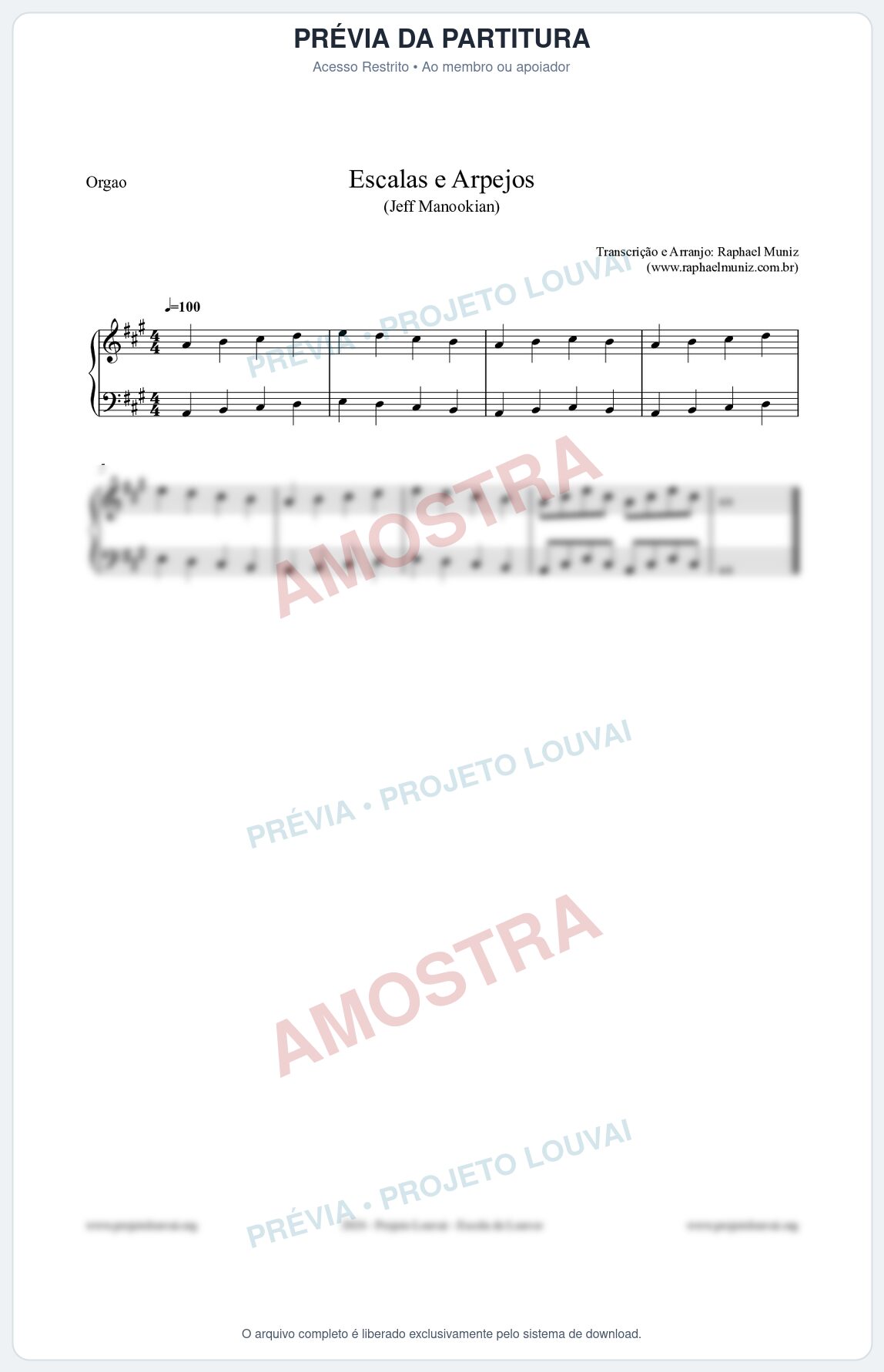 Prévia protegida da primeira página da partitura Partitura para Órgão - Escalas e Arpejos - Jeff Manookian