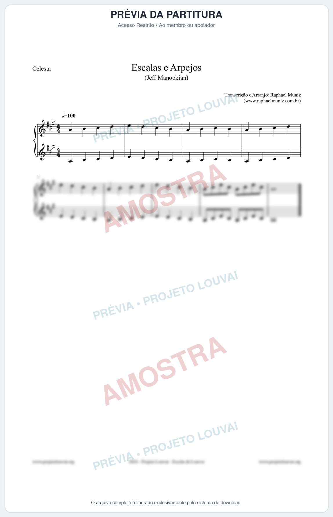 Prévia protegida da primeira página da partitura Partitura para Celesta - Escalas e Arpejos - Jeff Manookian