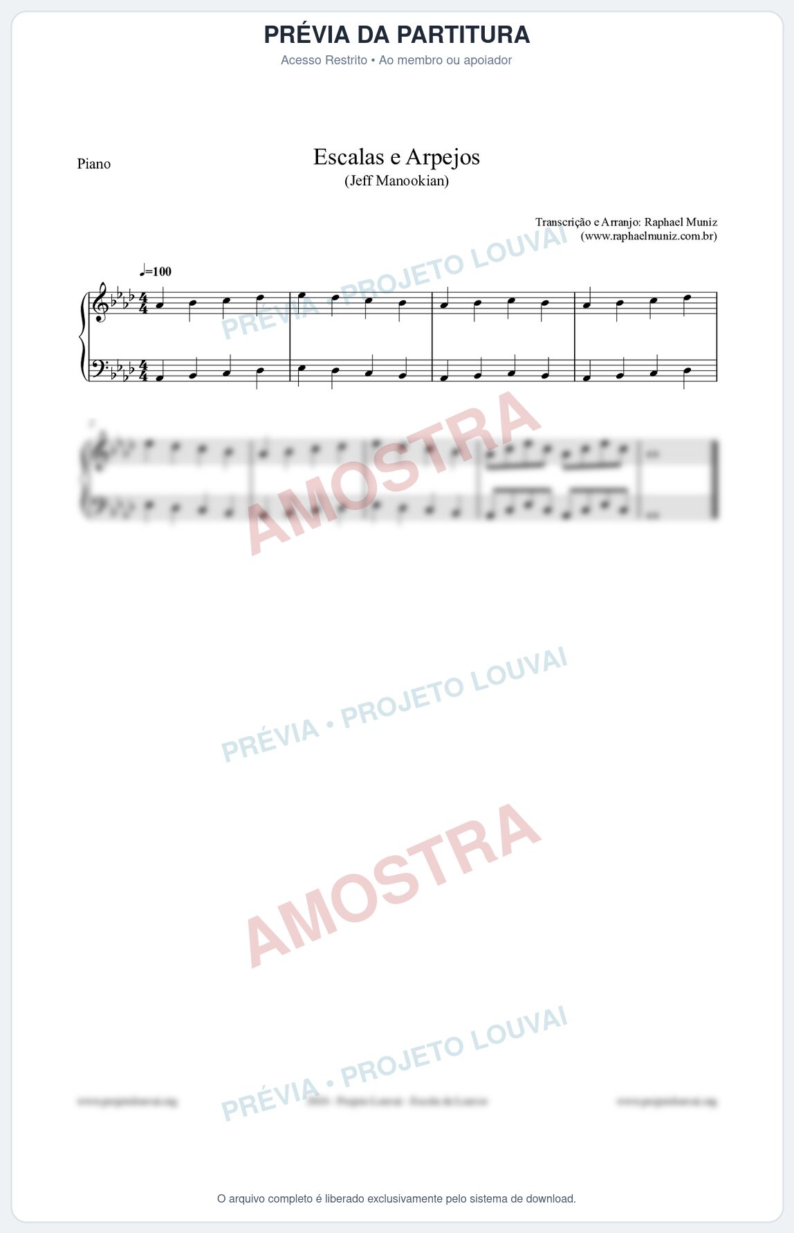 Prévia protegida da primeira página da partitura Partitura para Piano - Escalas e Arpejos - Jeff Manookian