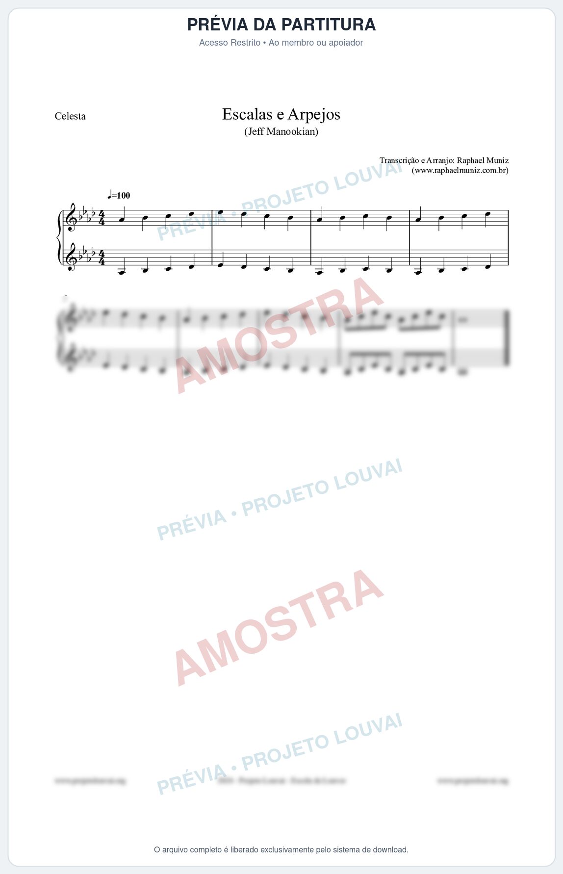 Prévia protegida da primeira página da partitura Partitura para Celesta - Escalas e Arpejos - Jeff Manookian