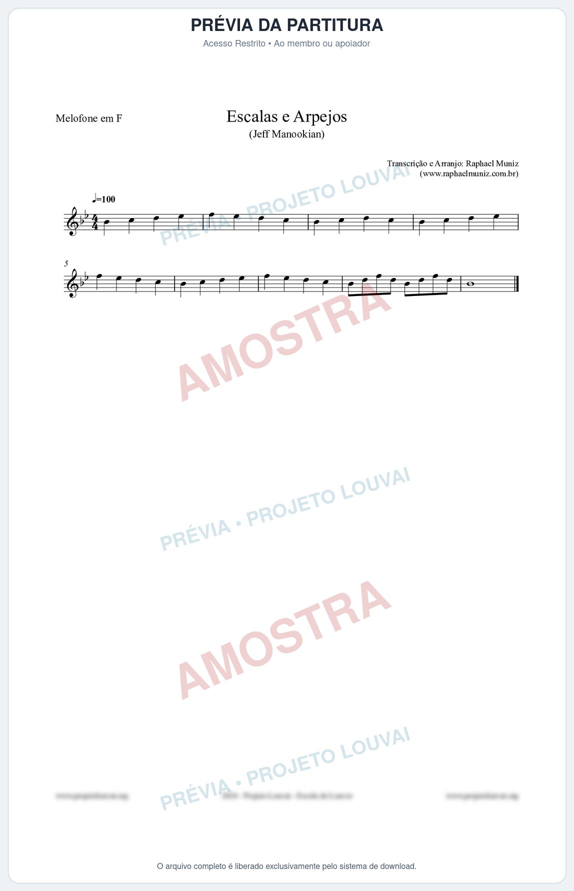 Prévia protegida da primeira página da partitura Partitura para Melofone em F - Escalas e Arpejos - Jeff Manookian