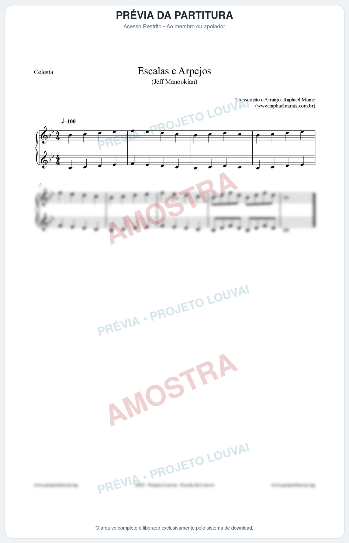 Prévia protegida da primeira página da partitura Partitura para Celesta - Escalas e Arpejos - Jeff Manookian