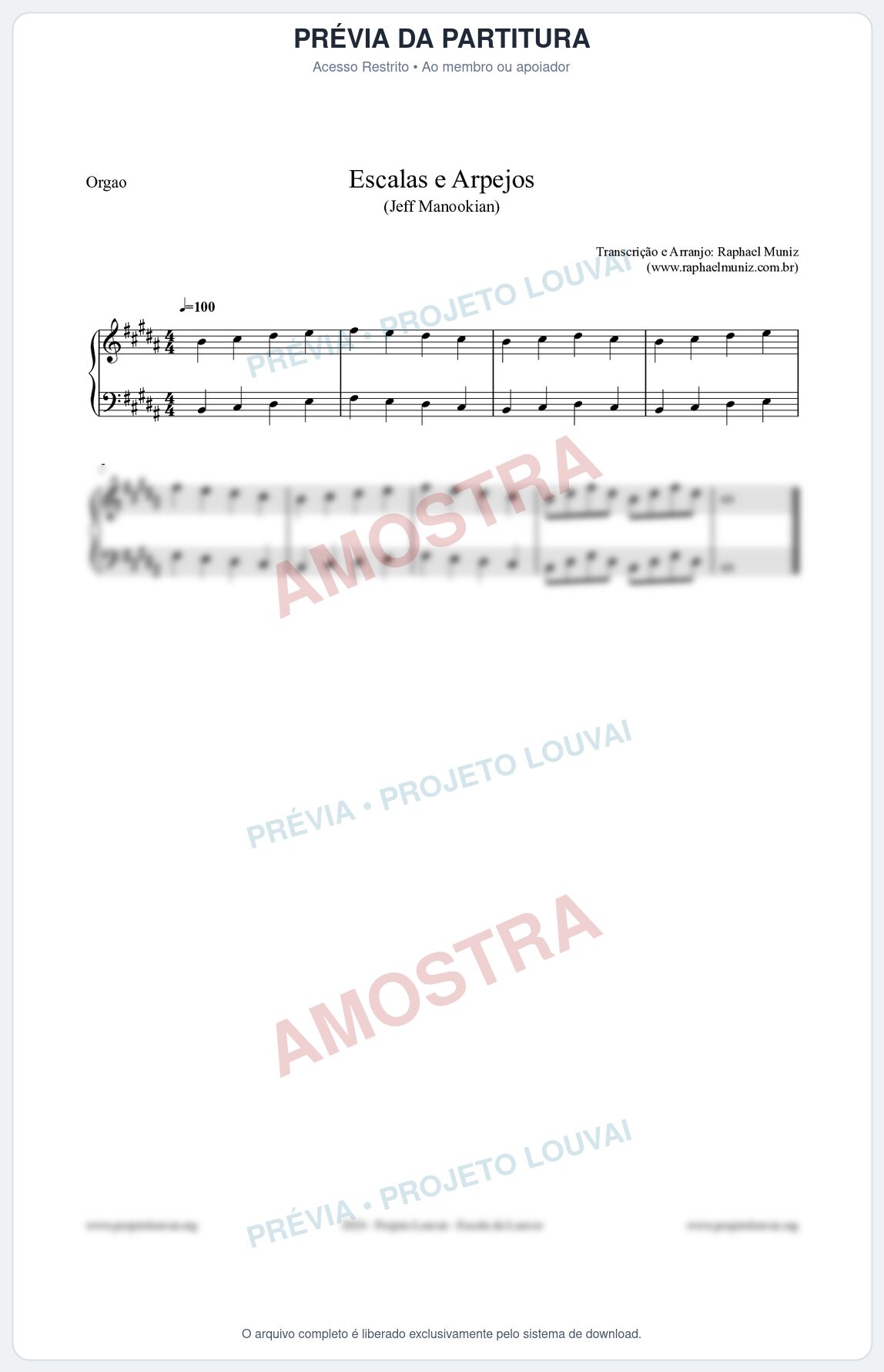 Prévia protegida da primeira página da partitura Partitura para Órgão - Escalas e Arpejos - Jeff Manookian
