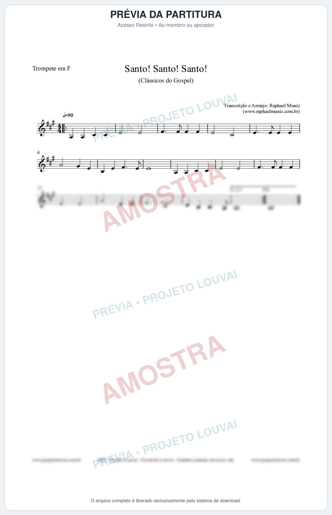 Prévia protegida da primeira página da partitura Partitura para Trompete em F - Santo! Santo! Santo! - HCC nº2 - Clássicos do Gospel