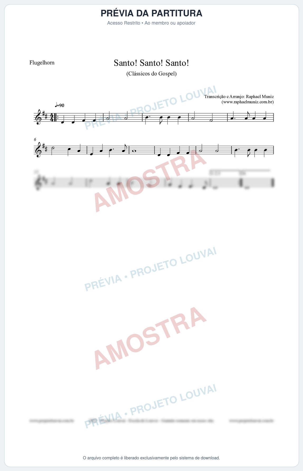 Prévia protegida da primeira página da partitura Partitura para Flugelhorn - Santo! Santo! Santo! - HCC nº2 - Clássicos do Gospel