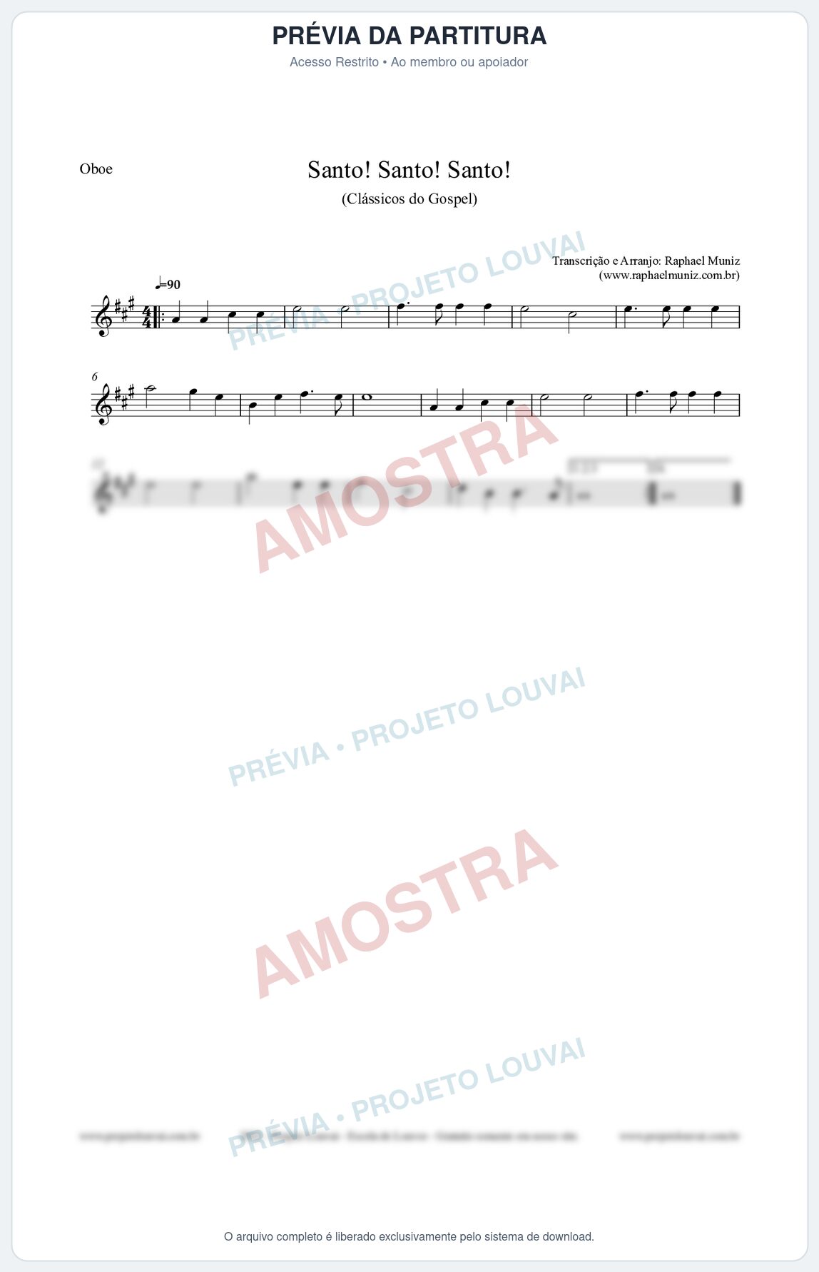 Prévia protegida da primeira página da partitura Partitura para Oboé - Santo! Santo! Santo! - HCC nº2 - Clássicos do Gospel