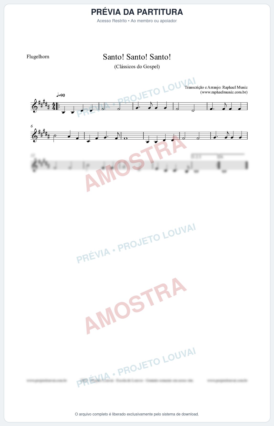 Prévia protegida da primeira página da partitura Partitura para Flugelhorn - Santo! Santo! Santo! - HCC nº2 - Clássicos do Gospel