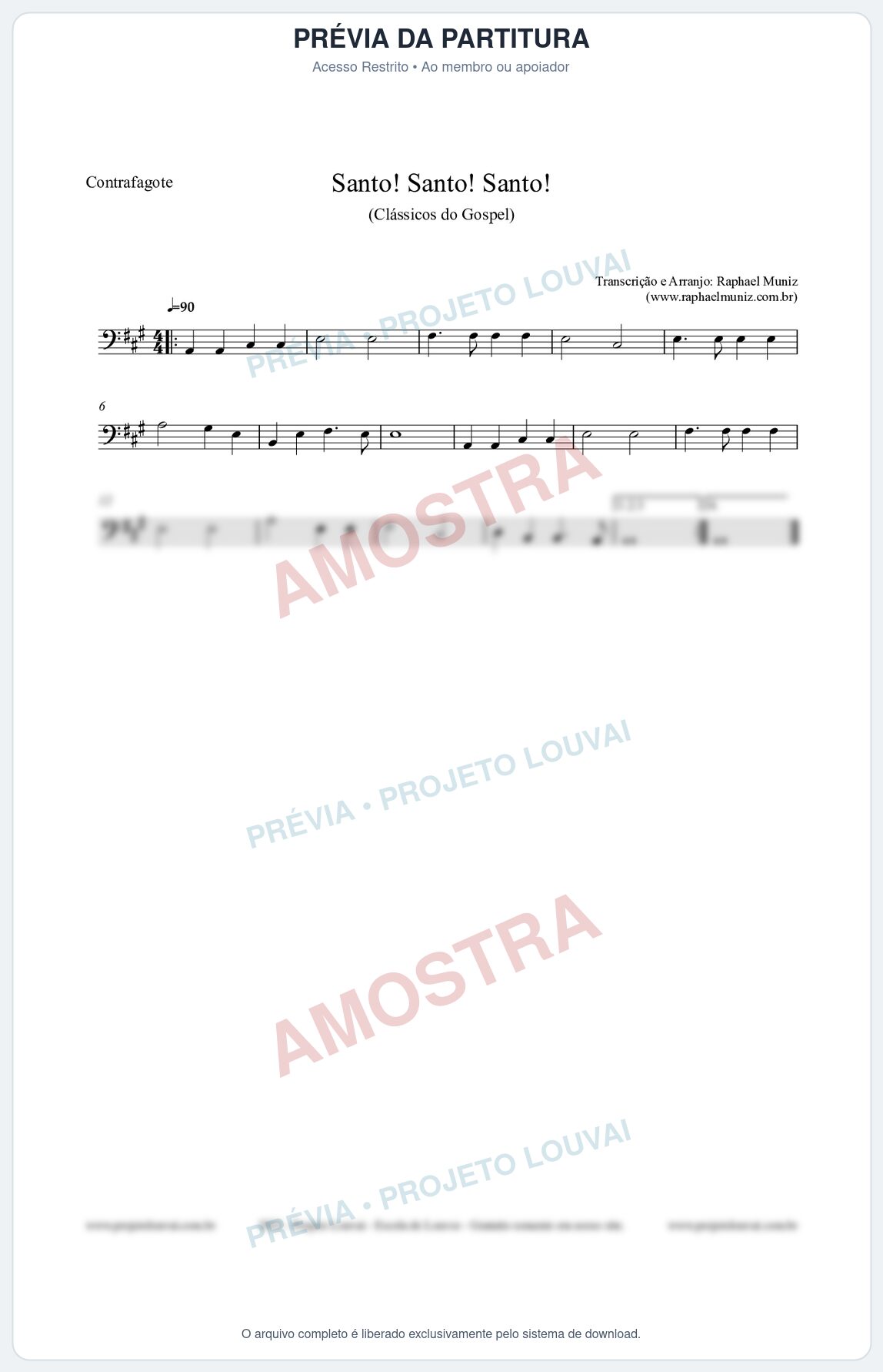 Prévia protegida da primeira página da partitura Partitura para Contrafagote - Santo! Santo! Santo! - HCC nº2 - Clássicos do Gospel