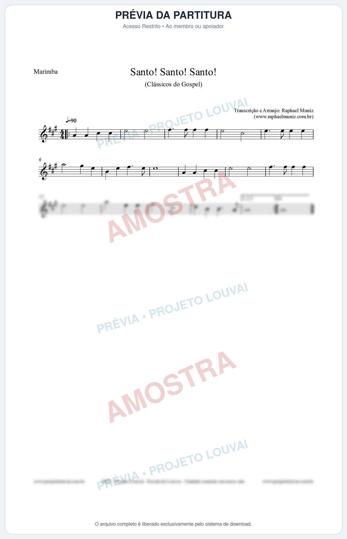Prévia protegida da primeira página da partitura Partitura para Marimba - Santo! Santo! Santo! - HCC nº2 - Clássicos do Gospel
