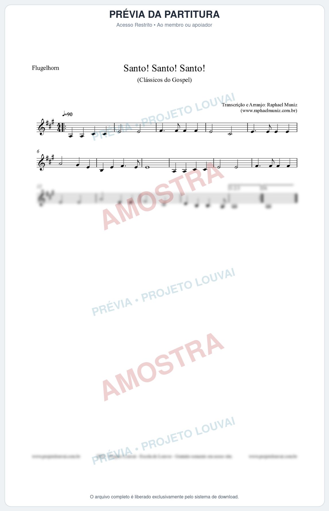 Prévia protegida da primeira página da partitura Partitura para Flugelhorn - Santo! Santo! Santo! - HCC nº2 - Clássicos do Gospel