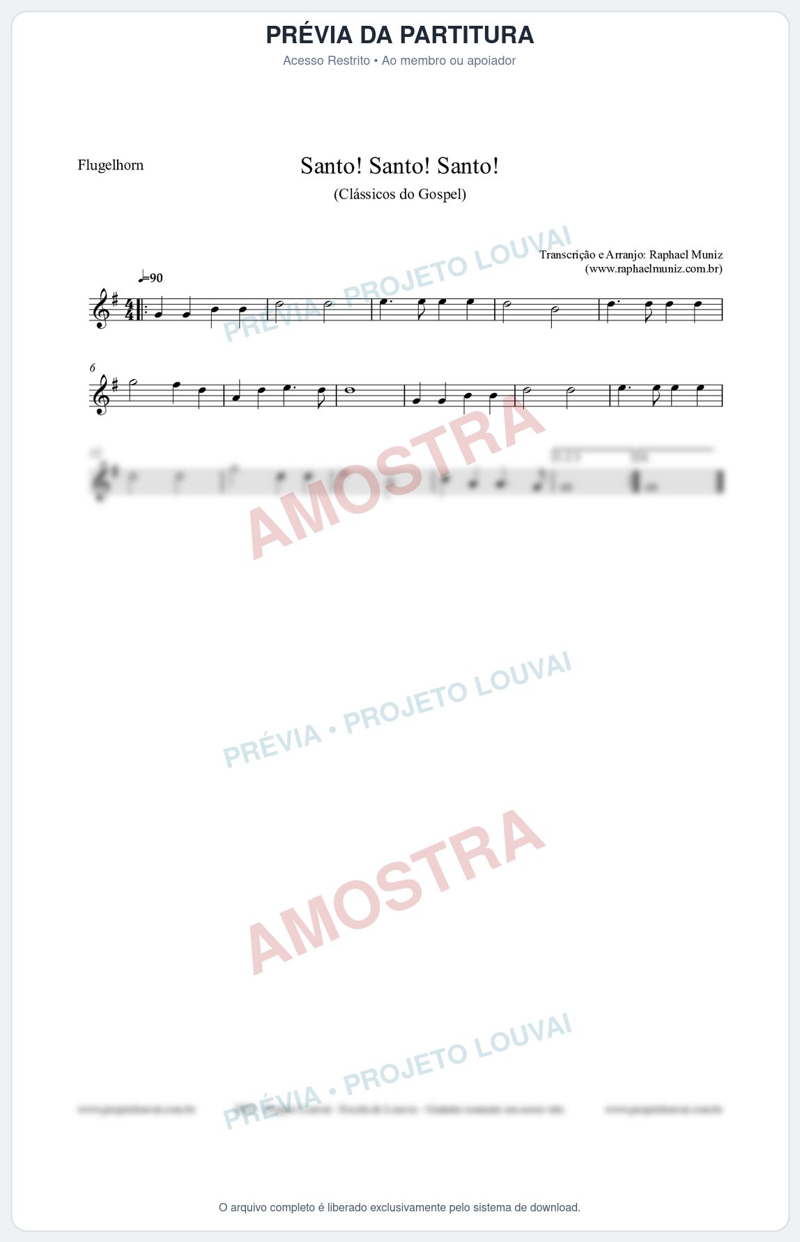Prévia protegida da primeira página da partitura Partitura para Flugelhorn - Santo! Santo! Santo! - HCC nº2 - Clássicos do Gospel