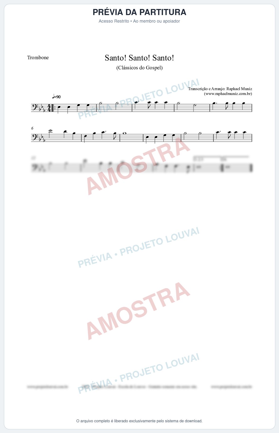 Prévia protegida da primeira página da partitura Partitura para Trombone - Santo! Santo! Santo! - HCC nº2 - Clássicos do Gospel