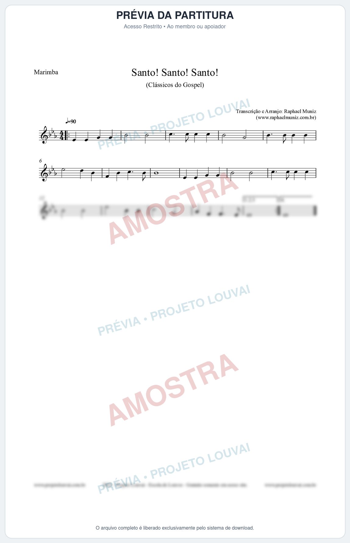 Prévia protegida da primeira página da partitura Partitura para Marimba - Santo! Santo! Santo! - HCC nº2 - Clássicos do Gospel